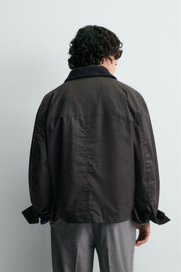 WAXED FINISH JACKET WITH CONTRAST COLLAR - Zara фото 11