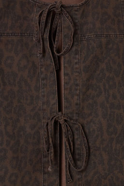 TRENDYOLMILLA Kahverengi Leopar Desenli Onden Baglamal? Denim Yelek TWOSS25YE00017 фото 6