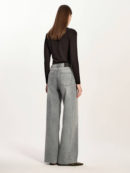 CONTE CON-785 Джинсы wide leg ULTRA-LONG серого цвета c необработанным краем grey