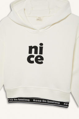 Relax Fit Kap__onlu Bask_l_ Sweatshirt K_z _ocuk - Defacto фото 10