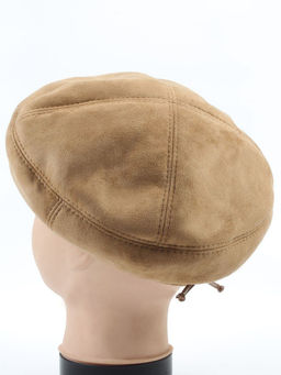 1151 BEIGE Берет зимний женский (искусственная замша, искусственный мех)
