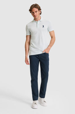 Erkek Slim Fit Polo Yaka Su Ye_ili Basic Ti__rt