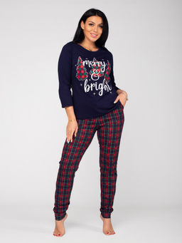 Костюм женский кулирка с брюками "ЕЛКИ" КРАСНЫЙ 2