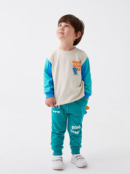 Beli Lastikli Bask?l? Erkek Bebek Jogger E?ofman Alt