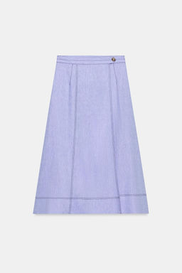FALDA CRUZADA PESPUNTES CON LINO / Azul claro - Zara фото 2