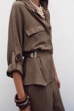 SAFARI SHIRT WITH SIDE BUCKLES - Zara фото 5