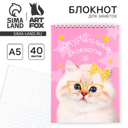 Цена за 2 шт. Блокнот, А5, 40 л., обложка картон «Котик»