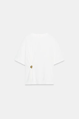 CAMISETA HEAVY COTTON APLIQUE / Blanco roto - Zara фото 5