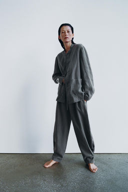 ZW COLLECTION LINEN PLEATED TROUSERS - Zara фото 3