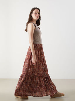 Beli Lastikli ?i?ekli A Kesim Etek