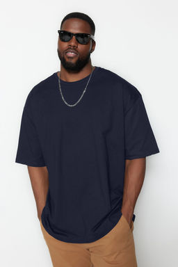 TRENDYOL MAN Buyuk Beden Lacivert Oversize/Genis Kesim %100 Pamuklu T-Shirt TMNSS25BF00009 - Trendyolmilla фото 2