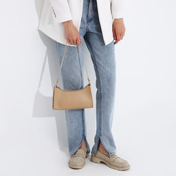 Сумка-багет на молнии, цвет бежевый - Nazamok фото 8