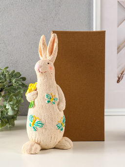 Фигурка полистоун Зайка вязанный с букетом цветов, 8?10.5?23 см