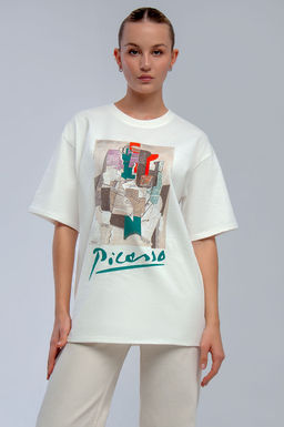 Арт. 31124 Футболка женская оверсайз 44-52 (5 шт) Цвет:молочный - Калинка фото 10