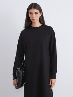 Bisiklet Yaka Sweatshirt Elbise