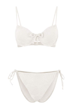 Ekru Tunelli Dokulu Balconette Kapl? Normal Bel Regular Bikini Tak?m? TBESS26BT00039