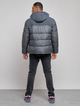 Куртка мужская зимняя с капюшоном спортивная великан серого цвета 8377Sr - Wonderrman фото 5