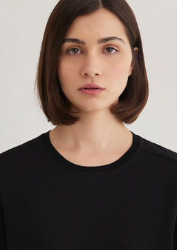 Bisiklet Yaka Siyah Basic Tisort - Mavi фото 6