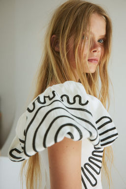 Vestido off-the-shoulder en mezcla de lino - H&m фото 5