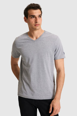 Erkek Regular Fit V Yaka Ta_ Basic Ti__rt