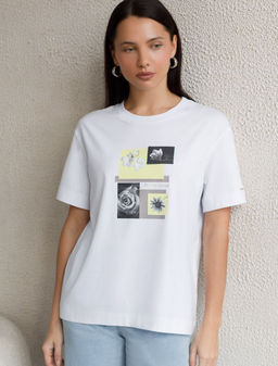 Свободная футболка с принтом из премиального хлопка с эастаном - Vilatte фото 5