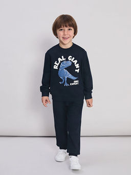 Bask?l? Erkek ?ocuk Sweatshirt ve E?ofman Alt?