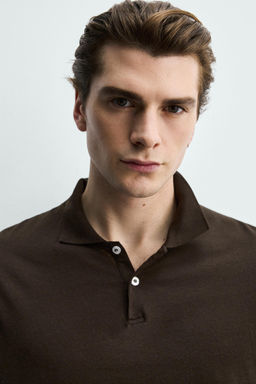 POLO REGULAR FIT ESTRUCTURA ALGOD?N / Marr?n - Zara фото 5