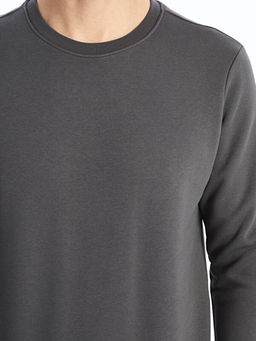 Bisiklet Yaka Uzun Kollu Erkek Kal?n Sweatshirt