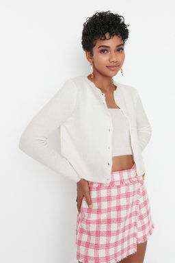 Ekru Crop Yumusak Dokulu 2li Bluz-H?rka Triko Tak?m TWOAW21HI0107