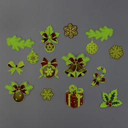 Набор для оформления светящийся в темноте «Новогодний», 15 элементов, 16×21 см