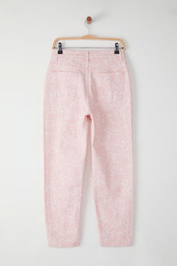 Pembe Sal Desenli Yuksek Bel Mom Jeans TWOSS25JE00237 - Trendyolmilla фото 6