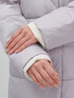 Куртка женская зимняя с капюшоном большого размера фиолетового цвета 1170F - Mtforce фото 9