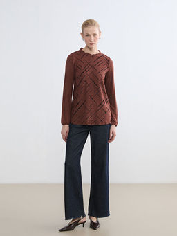 Bisiklet Yaka Desenli Bluz