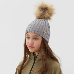 Шапка детская MINAKU: Hello, winter, серая, размер 52-54 (5-7 лет)