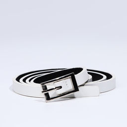 Ремень женский, ширина 1 см, пряжка металл, цвет белый