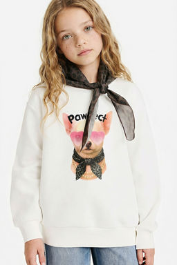 Overshirt Fit Bask_l_ __i Yumu_ak T_yl_ Sweatshirt K_z _ocuk