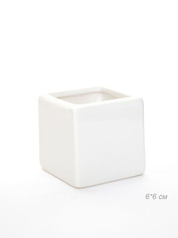 Кашпо Куб 6х6см / 2237W /уп 12/200/белое