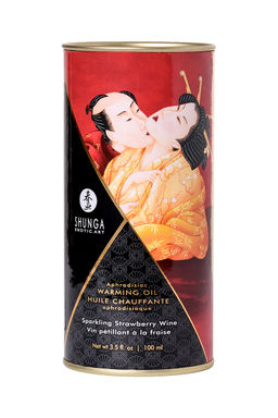 Масло для массажа Shunga Sparkling Strawberry Wine, разогревающее, клубника и шампанское, 100 мл