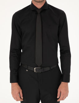 Черная классическая хлопковая рубашка приталенного кроя - Cacharel фото 6