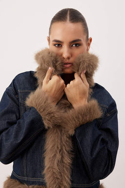 Mavi Kurklu Denim Kot Renk Vermeyen Ceket TWOAW26CE00059