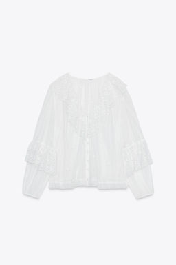 SEMI-SHEER ROMANTIC BLOUSE - Zara фото 14