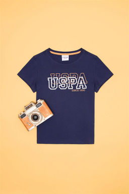 Детская темно-синяя футболка с круглым вырезом Неожиданная скидка в корзине