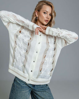 Кардиган вязаный с ажурным узором на кнопках KAR001 - Sahar art lab фото 4