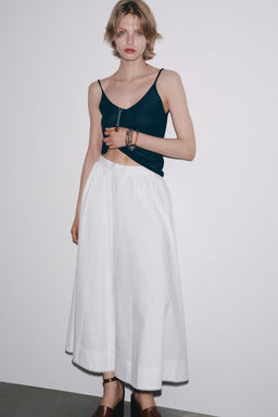 ZW COLLECTION POPLIN MIDI SKIRT - Zara фото 4