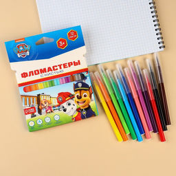 Фломастеры с кистью, 12 цветов, Щенячий патруль - Paw patrol фото 4