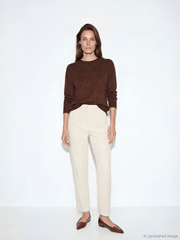 Bisiklet Yaka Ta?l? Kad?n Triko Kazak