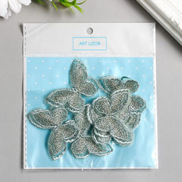 Цена за 6 шт. Декор для творчества текстиль вышивка Бабочка зелёная, двойные крылья, 3.7?5 см