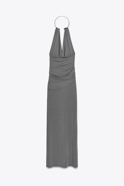 LONG DRESS WITH JEWEL COLLAR - Zara фото 8