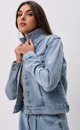 Джинсовая куртка Fine Joyce F312-1237 светло-синяя хлопковая
