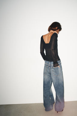 SEMI-SHEER LONG SLEEVE TOP - Zara фото 3